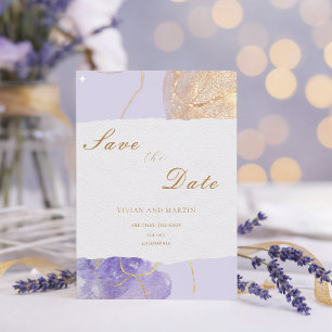 Invitation Résumé Luxe Violet & Or Abstrait Enregistrez La D