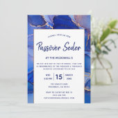Invitation Résumé Or Bleu Moderne Pâque Seder (Debout devant)