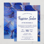 Invitation Résumé Or Bleu Moderne Pâque Seder (Devant / Derrière)