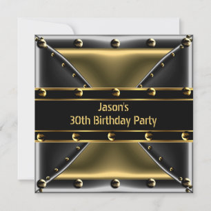 Invitation Résumé Or Bronze Hommes 30e Fête d'anniversaire 6B