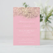Invitation Résumé Pailleté Doré Étincelant Glamour Rose Événe (Debout devant)