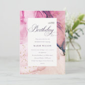 Invitation Résumé Pastel Rose Violet Marine Anniversaire Tout (Debout devant)