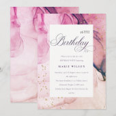 Invitation Résumé Pastel Rose Violet Marine Anniversaire Tout (Devant / Derrière)