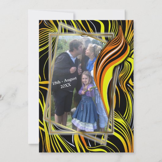 Invitation Résumés créatifs en noir, orange et blanc sans fil (Devant)