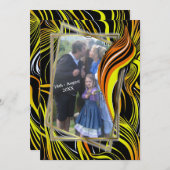 Invitation Résumés créatifs en noir, orange et blanc sans fil (Devant / Derrière)