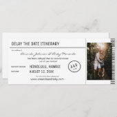 Invitation Retarder la date Photo Black & White Destination (Devant / Derrière)