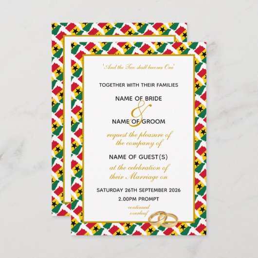 Invitation RETIRÉ GHANA élégant avec Mariage de script or (Devant / Derrière)