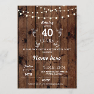 Invitation retiré rustique d'acclamations en bois