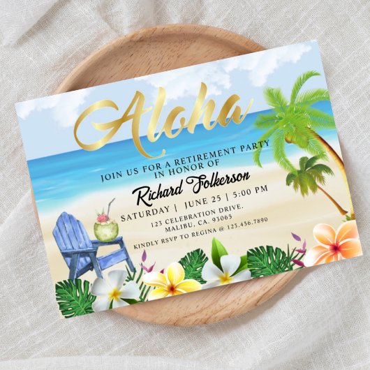Invitation Retirement, Beach , Aloha, Out of Office