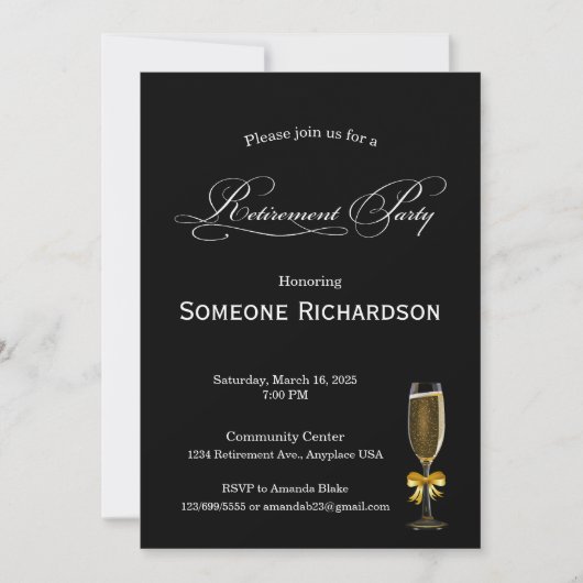 Invitation Retirement Party Announcement with Champagne (Devant)
