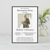 Invitation Retirement Party Elegant Black White Photo (Debout devant)