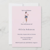 Invitation Retirement Party Female Golfer Watercolor (Devant)