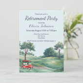 Invitation Retirement Party Golf Cart Watercolor (Debout devant)
