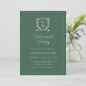 Invitation Retirement Party Golf Crest Elegant Script Sage (Debout devant)
