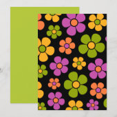 Invitation Reto 1960s Style Moyenne Moyenne Motif Floral (Devant / Derrière)