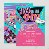 Invitation Retour à la fête d'anniversaire des années 90 (Devant / Derrière)