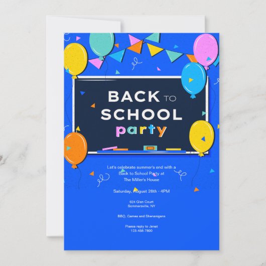 Invitation Retour À La Fête De L'École (Devant)