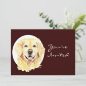 Invitation Retour à la nature Aquarelle Golden Retriever Chie (Debout devant)
