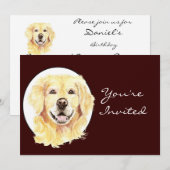 Invitation Retour à la nature Aquarelle Golden Retriever Chie (Devant / Derrière)