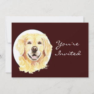Invitation Retour à la nature Aquarelle Golden Retriever Chie