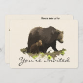 Invitation Retour à la nature, fête d'anniversaire de l'ours  (Devant / Derrière)
