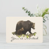 Invitation Retour à la nature, fête d'anniversaire de l'ours  (Debout devant)