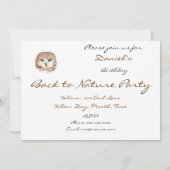 Invitation Retour à la nature, hibou, fête d'anniversaire (Dos)