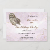 Invitation Retour à la nature, hibou, oiseau, fête d'annivers (Dos)