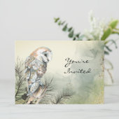 Invitation Retour à la nature, hibou, oiseau, fête d'annivers (Debout devant)