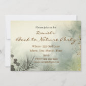 Invitation Retour à la nature, hibou, oiseau, fête d'annivers (Dos)