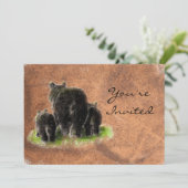 Invitation Retour à la nature Ours noirs Animaux Anniversaire (Debout devant)