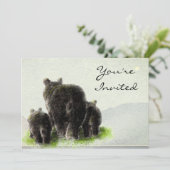 Invitation Retour à la nature Ours noirs Animaux Anniversaire (Debout devant)