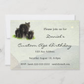 Invitation Retour à la nature Ours noirs Animaux Anniversaire (Dos)