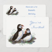 Invitation Retour à la nature Puffin Bird Bird Birthday Party (Devant / Derrière)