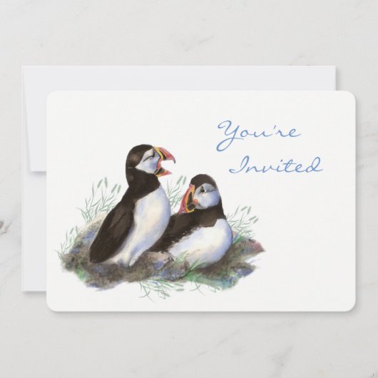 Invitation Retour à la nature Puffin Bird Bird Birthday Party (Devant)