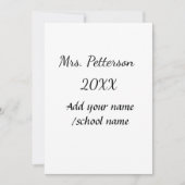 Invitation Retour à l'école ajouter nom de l'enseignant année (Devant)