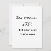 Invitation Retour à l'école ajouter nom de l'enseignant année (Dos)