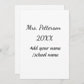 Invitation Retour à l'école ajouter nom de l'enseignant année (Devant / Derrière)