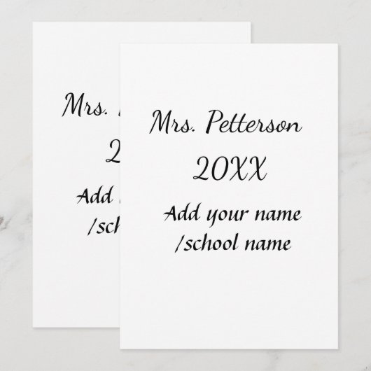 Invitation Retour à l'école ajouter nom de l'enseignant année (Devant / Derrière)