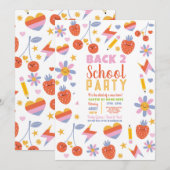 Invitation Retour À L'École Bus Fruit Coeurs Fruit Flower (Devant / Derrière)