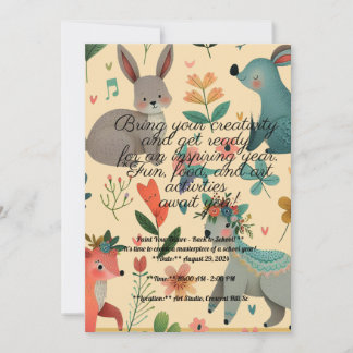 Invitation retour à l'école coupe animal doodart art