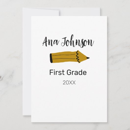 Invitation Retour à l'école crayon ajouter nom niveau classe  (Devant)