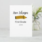 Invitation Retour à l'école crayon ajouter nom niveau classe  (Debout devant)