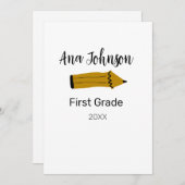 Invitation Retour à l'école crayon ajouter nom niveau classe  (Devant / Derrière)