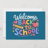 Invitation Retour à l'école Enseignant Premier jour de l'écol (Devant)