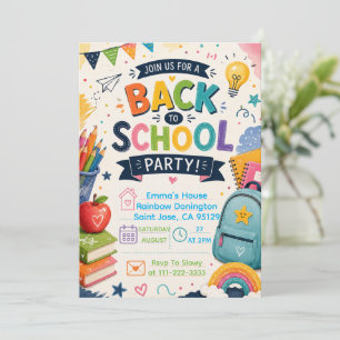 Invitation Retour à l'école Fête de classe amusante