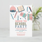 Invitation Retour À L'École Fun Stationnaire Rose (Debout devant)