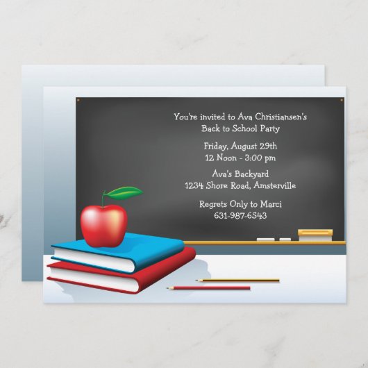 Invitation Retour à l'invitation à l'école (Devant / Derrière)