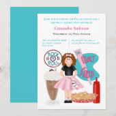 Invitation Retour à l'invitation d'anniversaire des années 50 (Devant / Derrière)