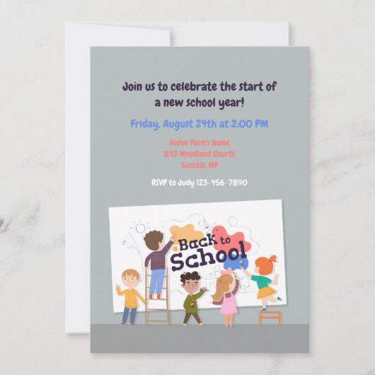 Invitation Retour À L'Invitation Des Enfants À L'École (Devant)